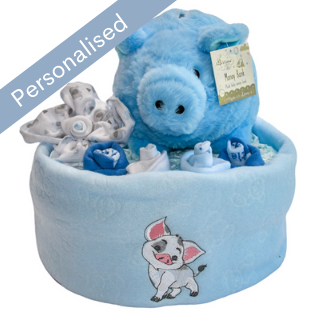 Piggy Bank Nappy Cake - Blue image
